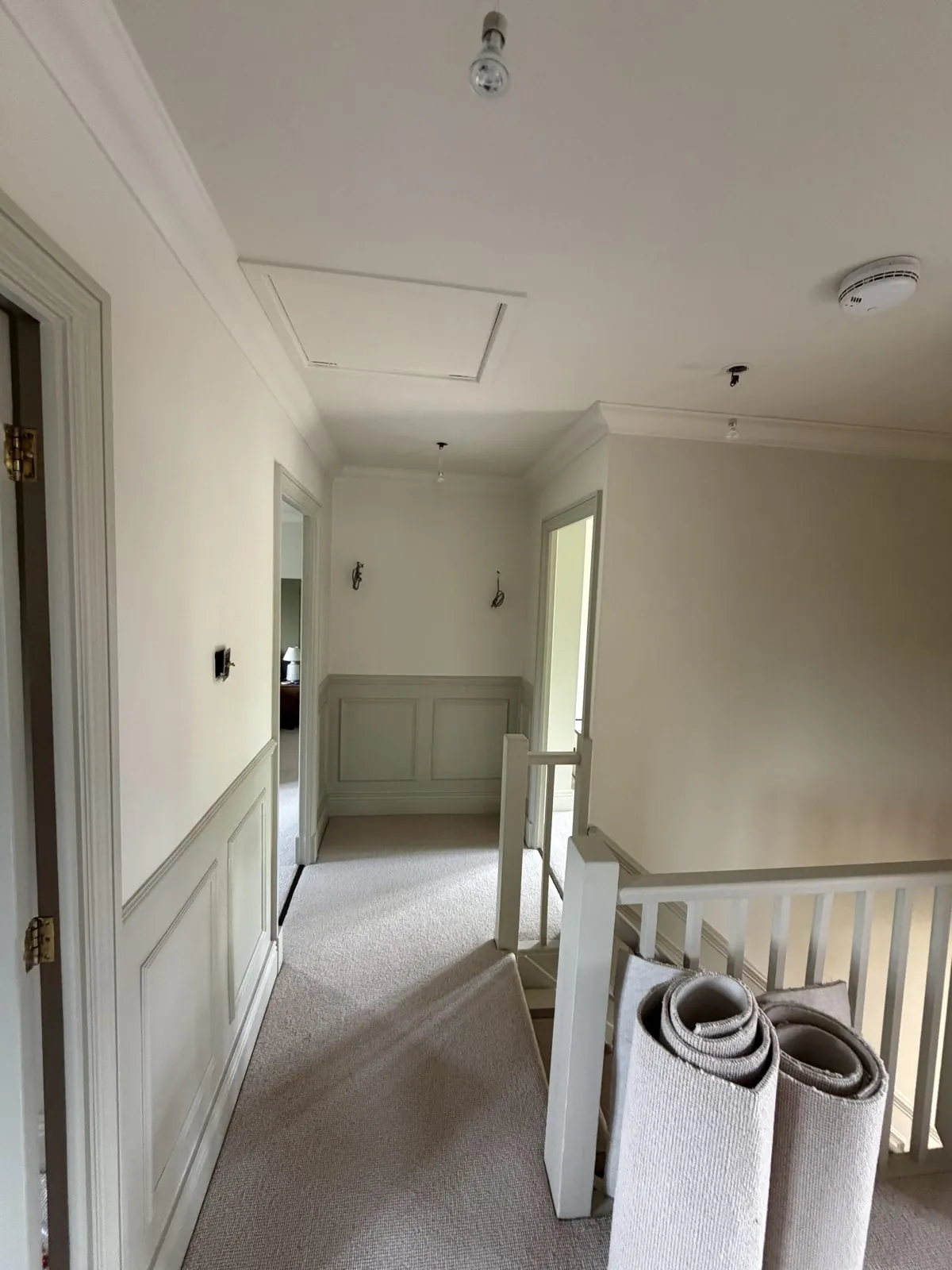 Grey landing panelling